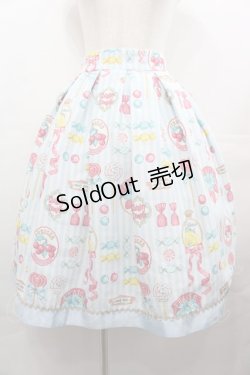 画像1: Shirley Temple / フルーツラベルプリントスカート  サックス I-25-08-09-082-ET-SK-HD-ZI