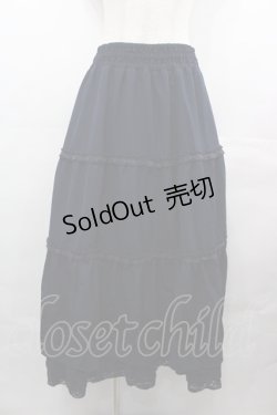 画像1: axes femme / 裾フロッキーptティアードスカート  ネイビーＸ黒 I-25-08-09-086-AX-SK-HD-ZI