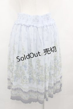 画像2: axes femme / 転写風花柄ハイウエストスカート  青 I-25-08-09-087-AX-SK-HD-ZI