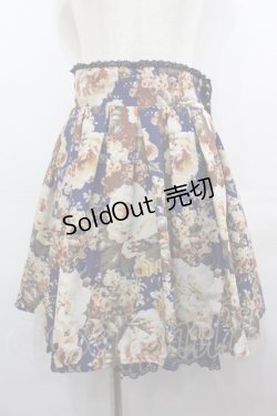 画像1: axes femme / 総花柄スカート  青Ｘブラウン I-25-08-09-088-AX-SK-HD-ZI