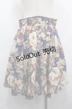 画像2: axes femme / 総花柄スカート  青Ｘブラウン I-25-08-09-088-AX-SK-HD-ZI