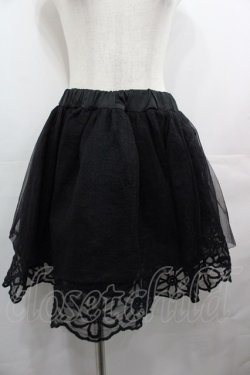 画像1: Honey Bunch / チュール&フラワー刺繍スカート  黒 I-25-08-09-092-LO-SK-HD-ZI