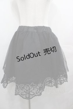 画像1: Honey Bunch / チュール&フラワー刺繍スカート  黒 I-25-08-09-092-LO-SK-HD-ZI