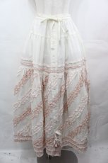 画像1: PINK HOUSE / 配色フリルローンスカート  白Ｘピンク I-25-08-09-095-LO-SK-HD-ZI (1)