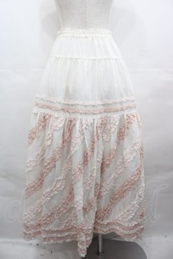 画像2: PINK HOUSE / 配色フリルローンスカート  白Ｘピンク I-25-08-09-095-LO-SK-HD-ZI