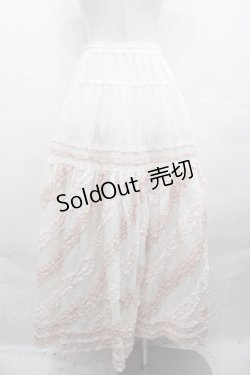 画像2: PINK HOUSE / 配色フリルローンスカート  白Ｘピンク I-25-08-09-095-LO-SK-HD-ZI