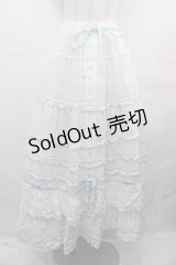 PINK HOUSE / ローンフリルティアードスカート  白Ｘサックス I-25-08-09-096-LO-SK-HD-ZI