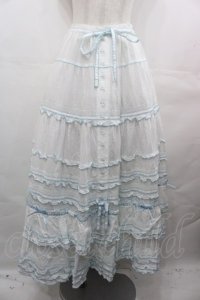PINK HOUSE / ローンフリルティアードスカート  白Ｘサックス I-25-08-09-096-LO-SK-HD-ZI