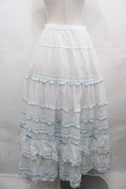 画像2: PINK HOUSE / ローンフリルティアードスカート  白Ｘサックス I-25-08-09-096-LO-SK-HD-ZI