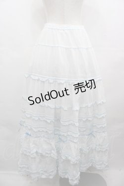 画像2: PINK HOUSE / ローンフリルティアードスカート  白Ｘサックス I-25-08-09-096-LO-SK-HD-ZI