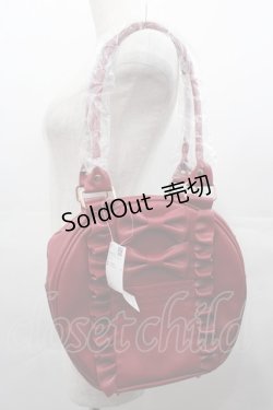 画像1: axes femme kawaii / ツインリボンラウンドハンドバッグ  ワイン I-25-08-09-107-AX-BG-HD-ZI