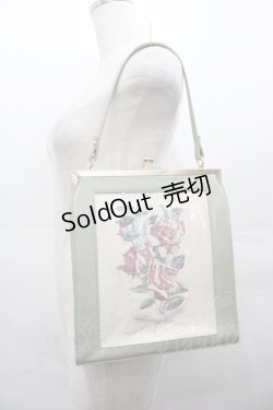 画像1: an another angelus / ブーケ刺繍スクエアがま口バッグ  グリーン I-25-08-09-109-CA-BG-HD-ZI