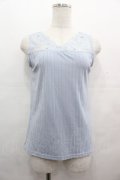 axes femme / 繊細レースタンク  サックス I-25-08-09-013-AX-TO-HD-ZI