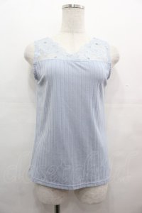 axes femme / 繊細レースタンク  サックス I-25-08-09-013-AX-TO-HD-ZI
