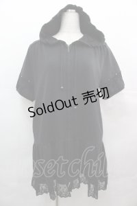 axes femme / レース半袖パーカー  黒 I-25-08-09-019-AX-TO-HD-ZI