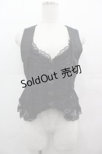axes femme / サイドレースフリルベスト  黒 I-25-08-09-022-AX-TO-HD-ZI