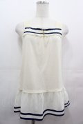 axes femme / シフォンフリルタンクトップ  アイボリーＸネイビー I-25-08-09-024-AX-TO-HD-ZI