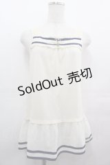 axes femme / シフォンフリルタンクトップ  アイボリーＸネイビー I-25-08-09-024-AX-TO-HD-ZI