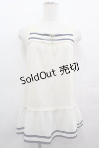 axes femme / シフォンフリルタンクトップ  アイボリーＸネイビー I-25-08-09-024-AX-TO-HD-ZI