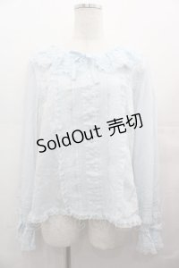 PINK HOUSE / レースフリル襟付きブラウス  サックス I-25-08-09-039-LO-BL-HD-ZI