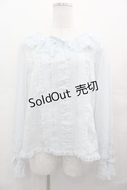 画像1: PINK HOUSE / レースフリル襟付きブラウス  サックス I-25-08-09-039-LO-BL-HD-ZI