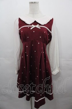 画像1: LIZ LISA / ハート刺繍ワンピース  ボルドー I-25-08-13-049-LO-OP-HD-ZI
