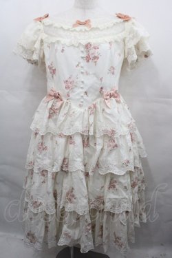 画像1: Sing A Lullaby For You（海外ロリータブランド） / ブーケ&リボンワンピース 2XL アイボリーＸピンク　　　　　　　　　　　　　　 I-25-08-13-055-EL-OP-HD-ZI