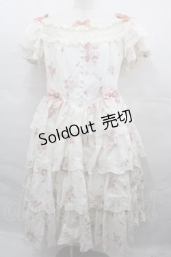 画像1: Sing A Lullaby For You（海外ロリータブランド） / ブーケ&リボンワンピース 2XL アイボリーＸピンク　　　　　　　　　　　　　　 I-25-08-13-055-EL-OP-HD-ZI