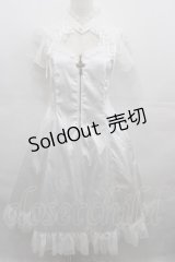 MR corset / サイド編み上げクロスモチーフハイネックワンピース  白 I-25-08-13-057-PU-OP-HD-ZI