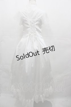 画像2: MR corset / サイド編み上げクロスモチーフハイネックワンピース  白 I-25-08-13-057-PU-OP-HD-ZI