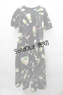 画像1: PINK HOUSE / クリームソーダプリントミディワンピース  黒 I-25-08-13-062-LO-OP-HD-ZI