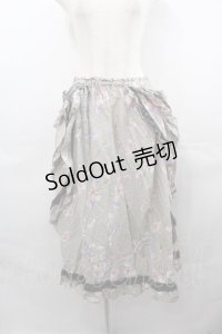 PINK HOUSE / スイートピープリントスカート  グレー I-25-08-13-079-LO-SK-HD-ZI