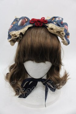 画像1: ALICE and the PIRATES / Marionette Chris柄リボンヘッドドレス  紺 I-25-08-13-103-PA-AC-HD-ZI