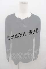 PINK HOUSE / リボン&ロゴプリント長袖Tシャツ  黒Ｘ白 I-25-08-13-017-LO-TS-HD-ZI