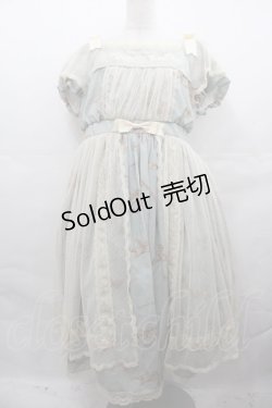 画像1: 仲夏物語 / 天使柄チュール重ねワンピース  サックスＸアイボリー I-25-08-13-029-EL-OP-HD-ZI