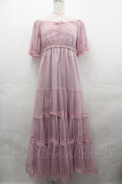 画像1: Princess Melody / ドットチュールマキシワンピース  ピンク I-25-08-13-039-EL-OP-HD-ZI