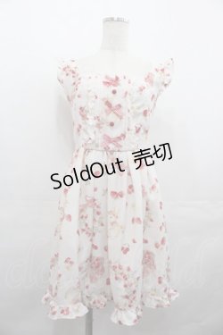 画像1: LIZ LISA / ラビットリボン柄ジャンスカ  アイボリーＸ赤 I-25-08-13-044-LO-OP-HD-ZI