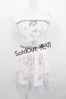 画像1: LIZ LISA / ストロベリーボンボン柄ワンピース  白Ｘ青 I-25-08-13-045-LO-OP-HD-ZI