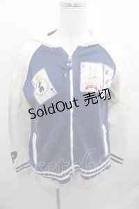 PINK HOUSE / うさぎトランプワッペン付きニットパーカー  ネイビー I-25-08-15-058-LO-TO-HD-ZI