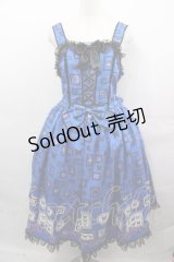 metamorphose / Butterfly Museumレースアップジャンパースカート  青ｘ黒 I-25-08-15-069-ME-OP-HD-ZI