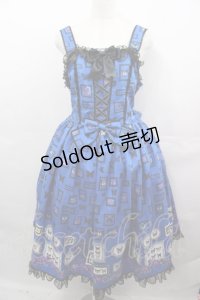 metamorphose / Butterfly Museumレースアップジャンパースカート  青ｘ黒 I-25-08-15-069-ME-OP-HD-ZI