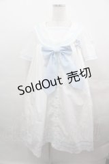 metamorphose / セーラーリボンタイシャツワンピース(ワッペン付)  白Ｘサックス I-25-08-15-070-ME-OP-HD-ZI