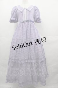 Maria pipi / セーラーカラーチェックレースドレス  ラベンダーチェック I-25-08-15-075-EL-OP-HD-ZI