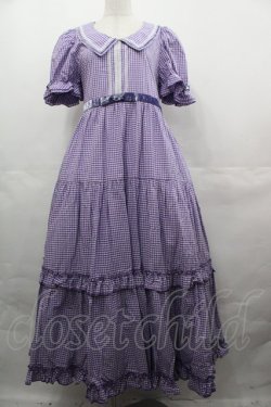画像1: Maria pipi / セーラーカラーチェックレースドレス  ラベンダーチェック I-25-08-15-075-EL-OP-HD-ZI