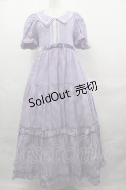 画像1: Maria pipi / セーラーカラーチェックレースドレス  ラベンダーチェック I-25-08-15-075-EL-OP-HD-ZI