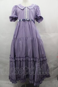 Maria pipi / セーラーカラーチェックレースドレス  ラベンダーＸ白 I-25-08-15-078-EL-OP-HD-ZI