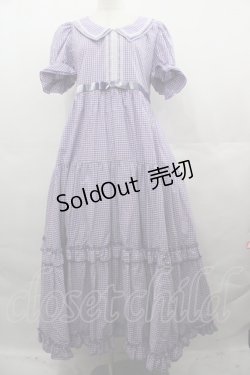 画像1: Maria pipi / セーラーカラーチェックレースドレス  ラベンダーＸ白 I-25-08-15-078-EL-OP-HD-ZI