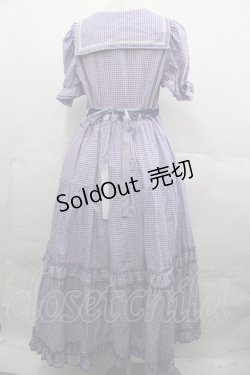 画像2: Maria pipi / セーラーカラーチェックレースドレス  ラベンダーＸ白 I-25-08-15-078-EL-OP-HD-ZI