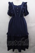 axes femme / ハシゴレース×袖バラ刺繍ワンピース  ネイビー I-25-08-15-088-AX-OP-HD-ZI
