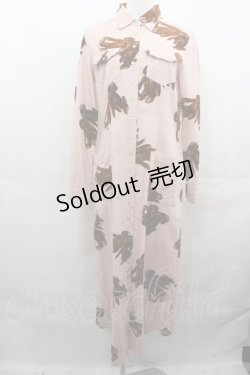 画像1: KETTY / うさぎさんついんコーデュロイシャツワンピース  ピンクＸブラウン I-25-08-15-097-EL-OP-HD-ZS